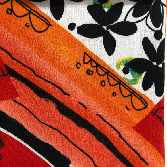 Libra Bright Orange and black abstract geometric print sleeveless midi dress Med - Picture 11 of 14